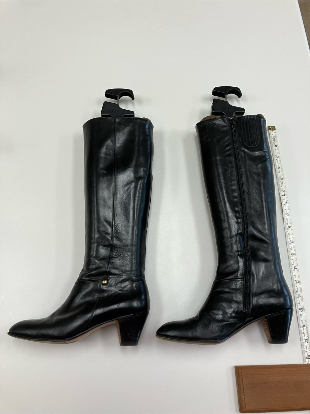 Vintage Gucci Black Leather Knee-High Heeled Boots
